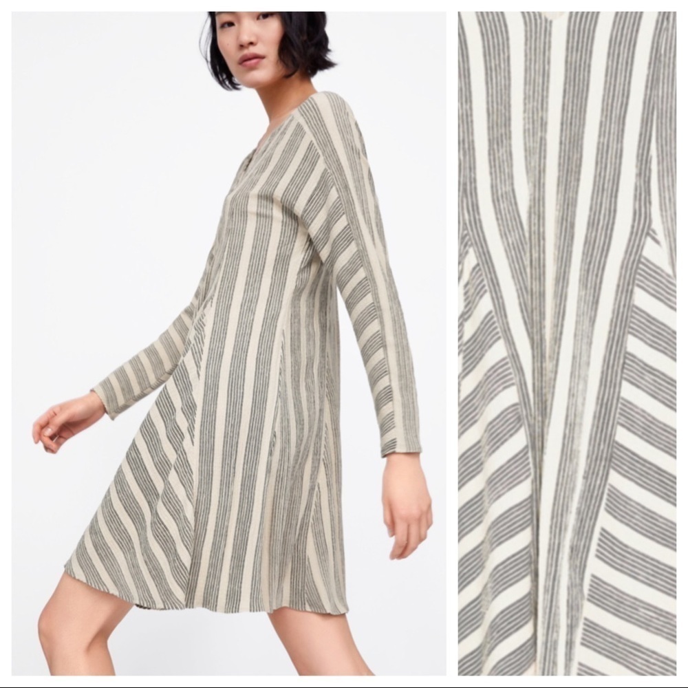 🌹NWT. Zara Two-toned Striped Mini Dress. Size M. - Picture 2 of 8